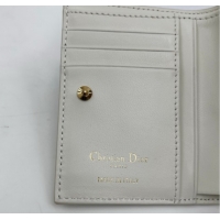 Unique Style Dior Caro Dahlia Wallet with Crystals in Macrocannage Lambskin Leather White 0127007 2026