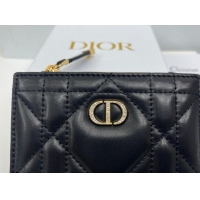 Shop Duplicate Dior Caro Dahlia Wallet with Crystals in Macrocannage Lambskin Leather Black 0127009 2026