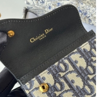 Big Discount Dior Saddle Lotus Card Holder Wallet in Oblique Jacquard Black/Blue 0127022 2026
