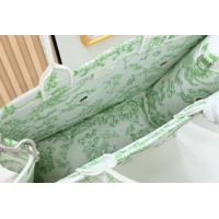 Cheap Price Dior Large Book Tote Bag in Green Multicolor Toile de Jouy Clover Embroidery and White Dior Médaillon 012702