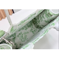 Cheap Dior Medium Book Tote Bag in Green Multicolor Toile de Jouy Clover Embroidery and White Dior Médaillon 0127024 202