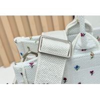 Popular Style Dior Medium Book Tote Bag in White Multicolor Revolution Flowers Embroidery 0127026 2026