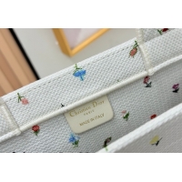 Buy Fashionable Dior Large Book Tote Bag in White Multicolor Revolution Flowers Embroidery 0127025 2026