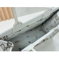 Good Quality Dior Medium Book Tote Bag in White Multicolor Revolution Flowers Embroidery 0127029 2026
