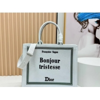 Good Looking Dior Large Book Tote Bag in White Book Cover Embroidery 0127034 2026