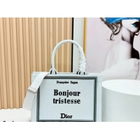 Low Price Dior Medium Book Tote Bag in White Book Cover Embroidery 0127035 2026
