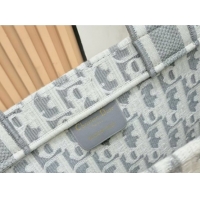 Grade Dior Medium Book Tote Bag in Grey Oblique Embroidery with White Lace and Dior Médaillon 0127059 2026