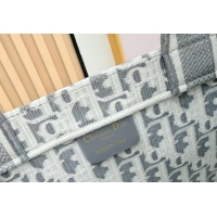 Stylish Dior Small Book Tote Bag in Grey Oblique Embroidery with White Lace and Dior Médaillon 0127060 2026