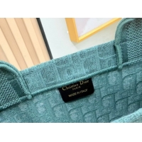 Duplicate Dior Medium Book Tote Bag in Green Oblique Embroidery with White Lace and Dior Médaillon 0127062 2026