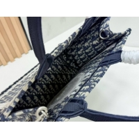 Buy Fashionable Dior Medium Book Tote Bag in Blue Oblique Embroidery with White Lace and Dior Médaillon 0127065 2026