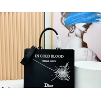 Classic Hot Dior Large Book Tote Bag in Black Sparkle Embroidery 0127070 2026