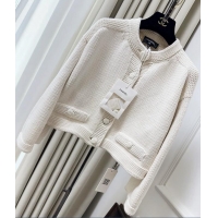 ​Super Quality Chanel 25A Ecru Knitted Cardigan CH56981 White 2026
