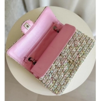 Best Price Chanel Tweed Classic Double Flap Bag 91797 Pink