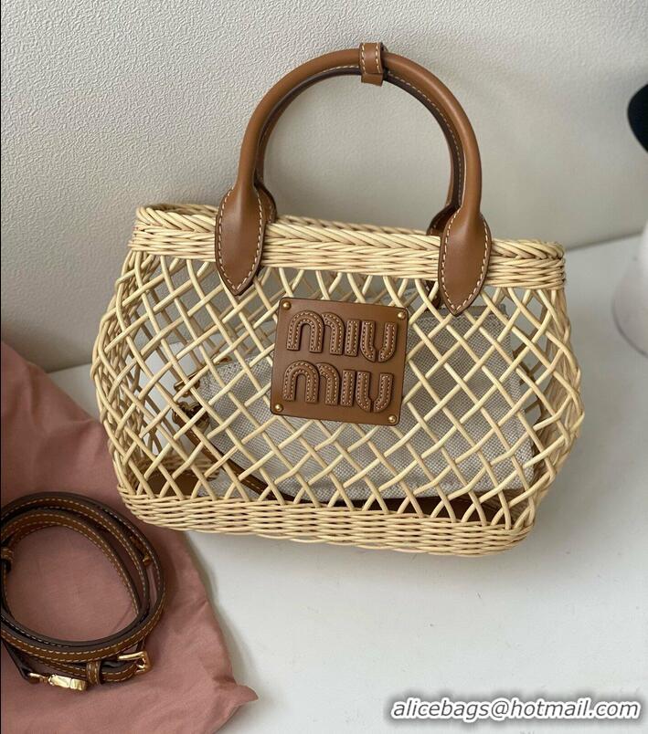 Top Grade Miu Miu Wicker Mesh Basket bag 5BA286 2024