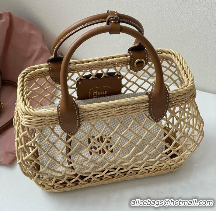 Top Grade Miu Miu Wicker Mesh Basket bag 5BA286 2024