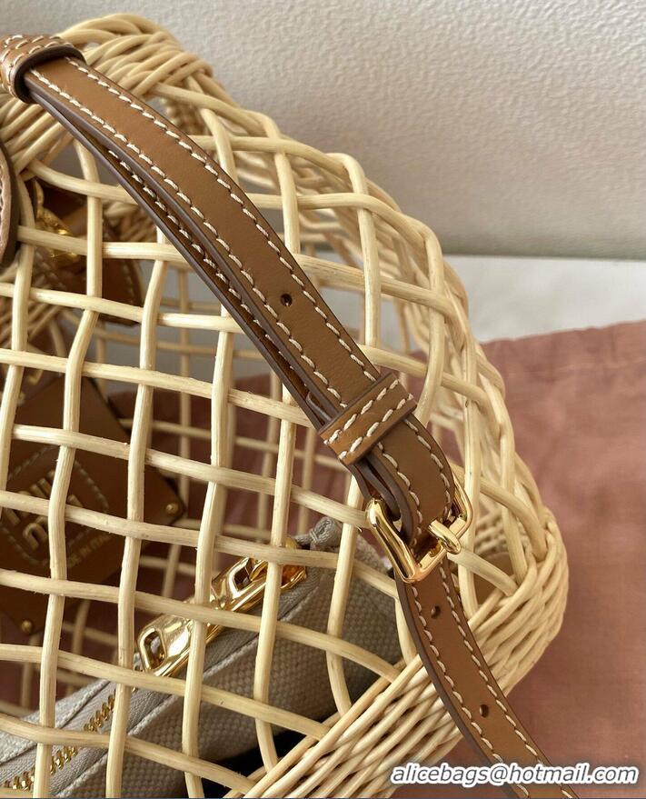 Top Grade Miu Miu Wicker Mesh Basket bag 5BA286 2024