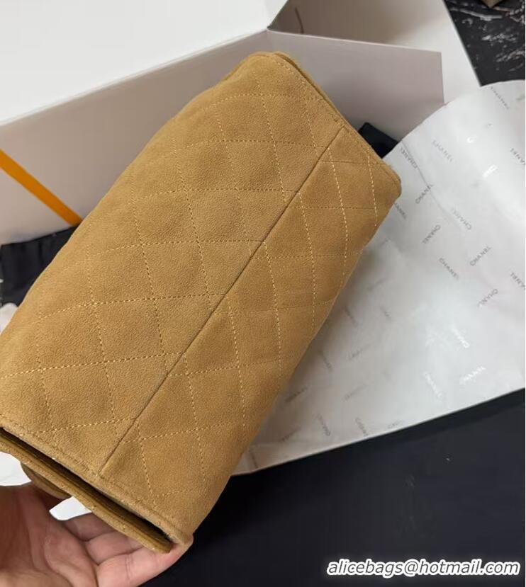 Luxury Cheap Chanel Quilted Suede Small Hobo bag AS5293 Apricot 2025
