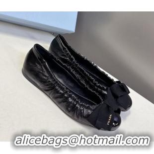 Low Cost Prada Patent leather ballerinas flat with bow Black 1F322O 0227107
