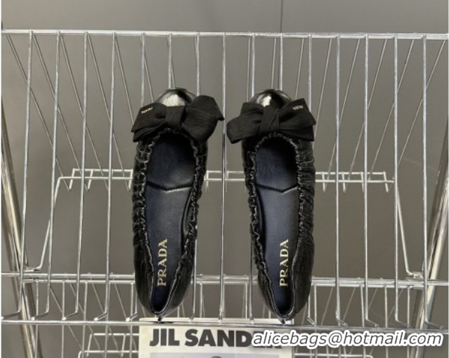 Low Cost Prada Patent leather ballerinas flat with bow Black 1F322O 0227107