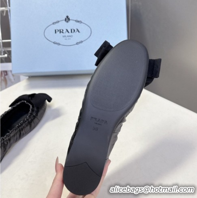 Low Cost Prada Patent leather ballerinas flat with bow Black 1F322O 0227107