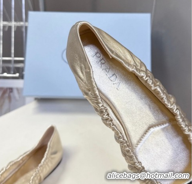 Stylish Prada Nappa leather ballerinas flat with bow Platinum 1F322O 0227112