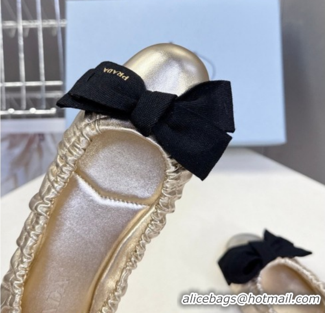 Stylish Prada Nappa leather ballerinas flat with bow Platinum 1F322O 0227112