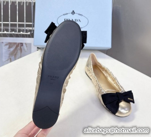 Stylish Prada Nappa leather ballerinas flat with bow Platinum 1F322O 0227112