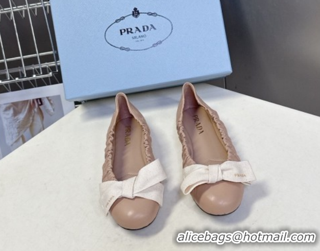 Buy Discount Prada Nappa leather ballerinas flat with bow Pink 1F322O 0227114
