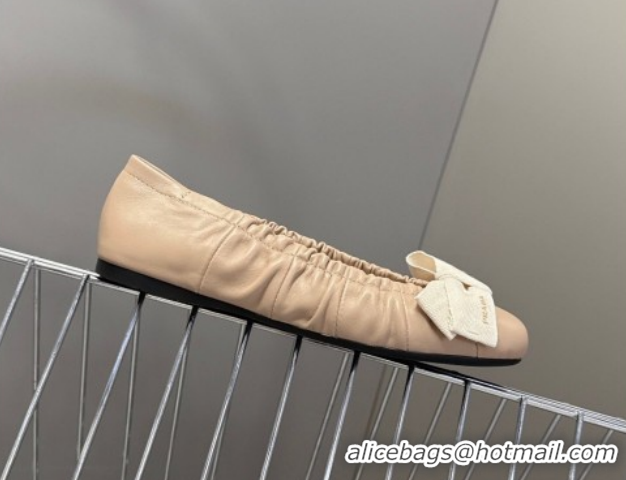 Buy Discount Prada Nappa leather ballerinas flat with bow Pink 1F322O 0227114