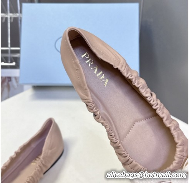 Buy Discount Prada Nappa leather ballerinas flat with bow Pink 1F322O 0227114