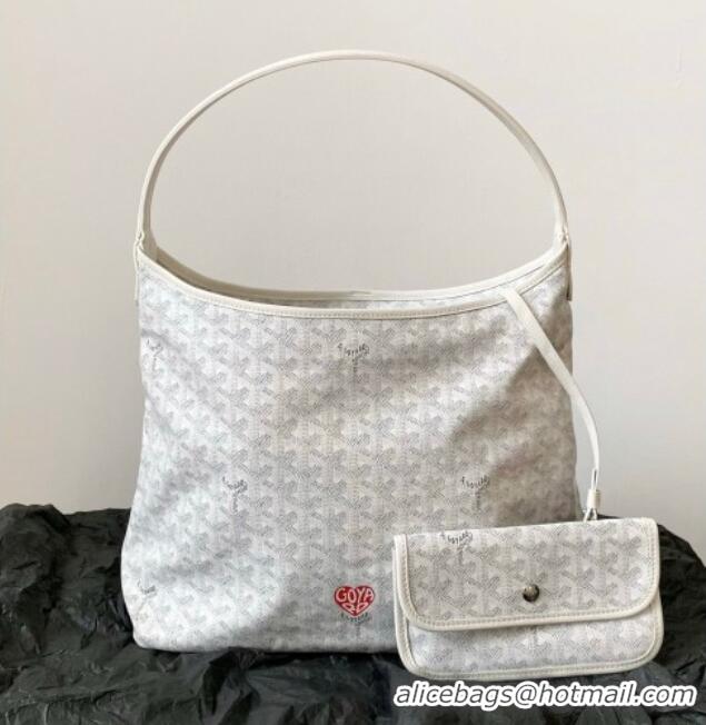 Shop Discount Goyard Boheme Hobo Bag with Red Heart White GY0223 2026