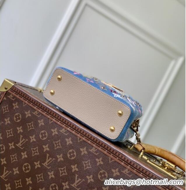 Luxury Cheap Louis Vuitton Capucines Mini Bag in Denim Blue/Cream GOTS-certified cotton M12947 2026
