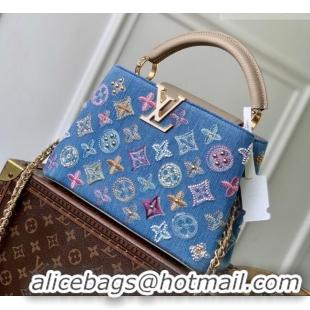 Well Crafted Louis Vuitton Capucines BB Bag in Denim Blue/Cream GOTS-certified cotton M12947 2026