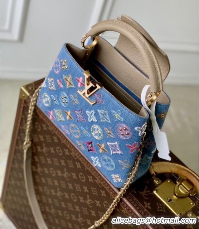 Well Crafted Louis Vuitton Capucines BB Bag in Denim Blue/Cream GOTS-certified cotton M12947 2026