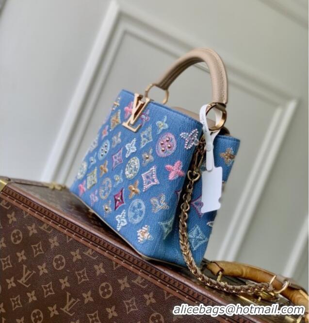 Well Crafted Louis Vuitton Capucines BB Bag in Denim Blue/Cream GOTS-certified cotton M12947 2026