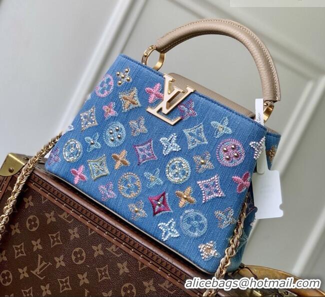Well Crafted Louis Vuitton Capucines BB Bag in Denim Blue/Cream GOTS-certified cotton M12947 2026