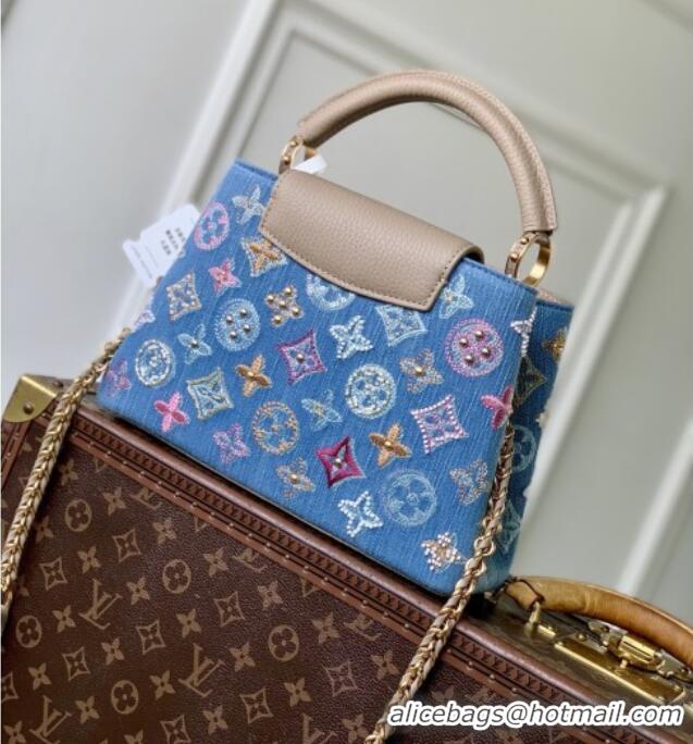 Well Crafted Louis Vuitton Capucines BB Bag in Denim Blue/Cream GOTS-certified cotton M12947 2026
