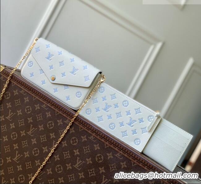 Most Popular Louis Vuitton Pochette Félicie Bag in Milky White/Blue Cowhide Leather M28127 2026