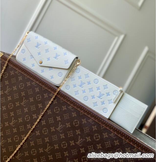 Most Popular Louis Vuitton Pochette Félicie Bag in Milky White/Blue Cowhide Leather M28127 2026