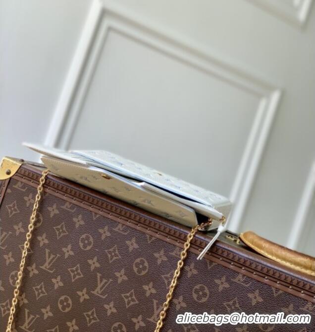 Most Popular Louis Vuitton Pochette Félicie Bag in Milky White/Blue Cowhide Leather M28127 2026