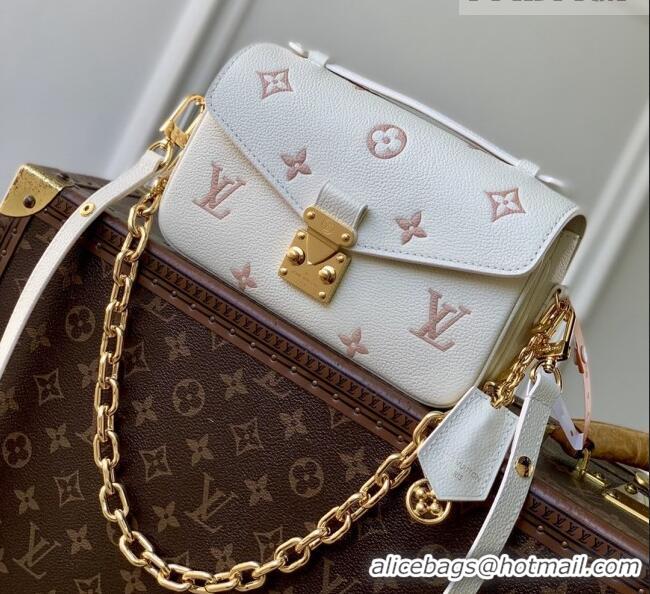 Buy Classic Louis Vuitton Pochette Métis East West in Milky White/Peach Cowhide Leather M27575 2026