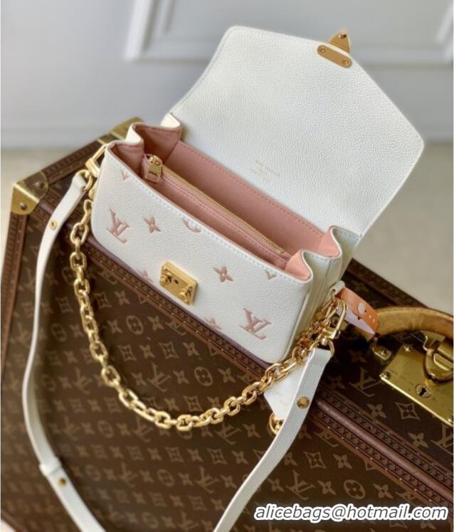 Buy Classic Louis Vuitton Pochette Métis East West in Milky White/Peach Cowhide Leather M27575 2026