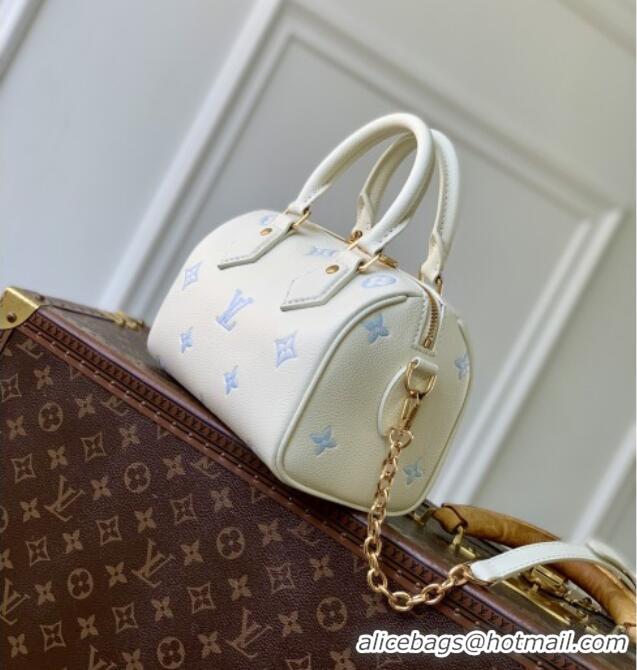 Popular Style Louis Vuitton Speedy Bandoulière 20 in Milky White/Blue Cowhide Leather M28314 2026