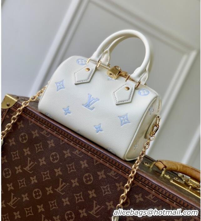 Popular Style Louis Vuitton Speedy Bandoulière 20 in Milky White/Blue Cowhide Leather M28314 2026