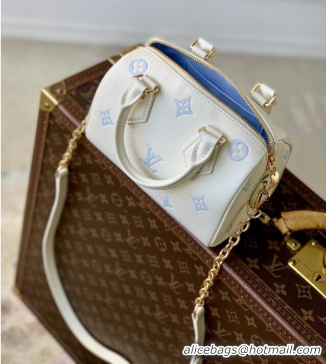 Popular Style Louis Vuitton Speedy Bandoulière 20 in Milky White/Blue Cowhide Leather M28314 2026