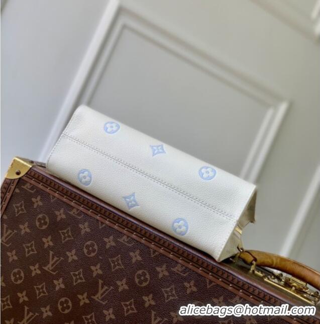Top Quality Louis Vuitton OnTheGo East West Tote Bag in Milky White/Blue Cowhide Leather M27577 2026