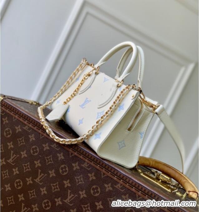 Top Quality Louis Vuitton OnTheGo East West Tote Bag in Milky White/Blue Cowhide Leather M27577 2026