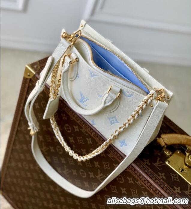 Top Quality Louis Vuitton OnTheGo East West Tote Bag in Milky White/Blue Cowhide Leather M27577 2026
