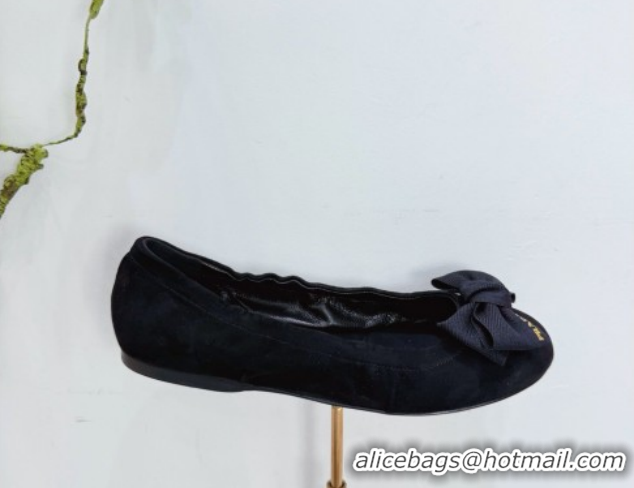 Good Quality Prada Suede ballerinas flat with bow Black 1F322O 0227118