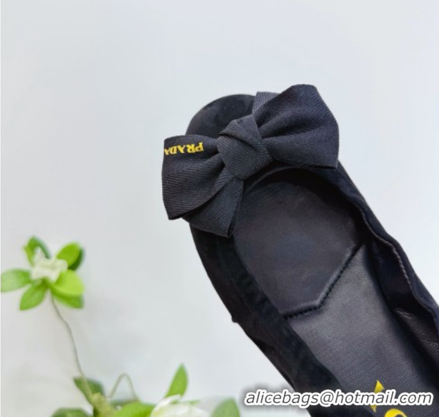 Good Quality Prada Suede ballerinas flat with bow Black 1F322O 0227118